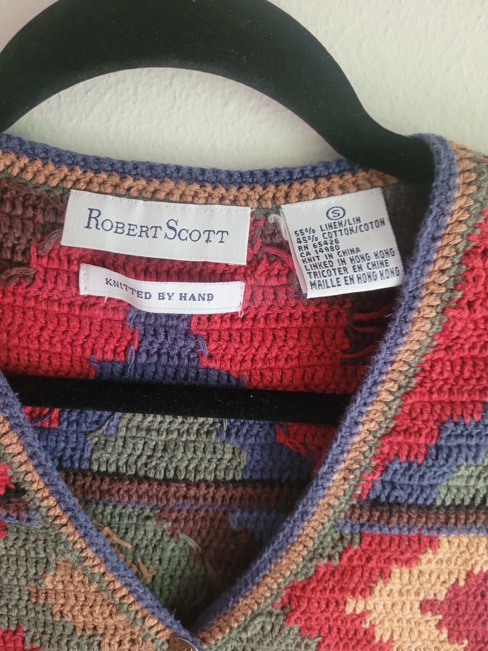Vintage Kilim Style Hand Knit Vest - Picture 3 of 4